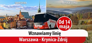 Od 14 maja Polonus uruchamia ponownie linię Warszawa - Krynica Zdrój